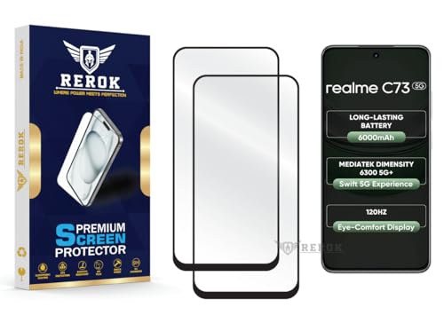Image of Gorilla Tempered Glass Screen Protector Compatible with Realme C73 5G [Pack of 2] | Edge-to-Edge, Bubble-Free, Case Friendly, Easy Installation Kit