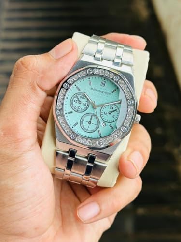 Image of AMERICANVIBER Diamond-Studded Men's Analog Watch with Adjustable Belt