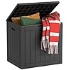 30 gallon resin deck box waterproof uv resistant outdoor storage box for delivery patio gardenand porchstriped black  urban country home decor