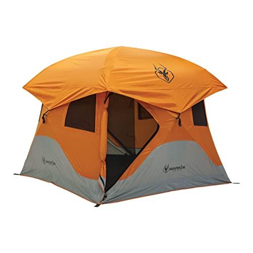 Gazelle T4 Waterproof 4 Person Portable Polyester Outdoor Pop Up Camping or Beach Tent with Removable Floor, Mesh Screens, and Rain Fly, Orange