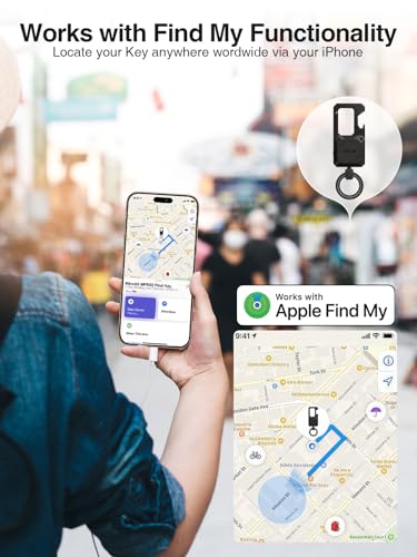 Image of Miroddi Keychain Tracker, Men's Key Chain Works with Find My(iOS Only), Heavy Duty Keychain Carabiner Bottle Opener, Car Key Chains with Finder, Anti-lost Keyrings Tracker, Rechargeable, Black