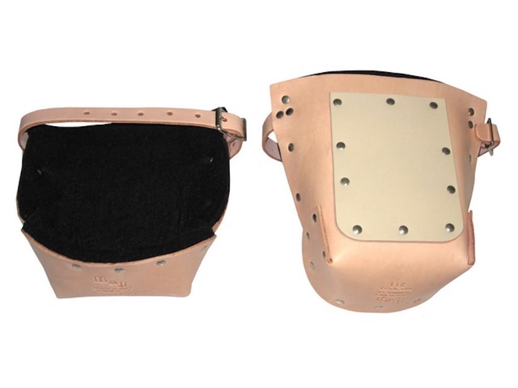RJ Leather Knee Pads, Top Grain Leather with Felt Pad, Neolite Sole, 3/4 inch Leather Strap, 311, orange