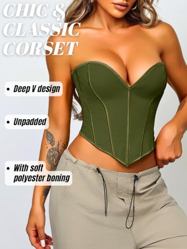 Image of ChiaoLezhee Heart Corset Top For Women, Sexy Concert Outfits Going Out, Strapless Crop Top, Overbust Bustier