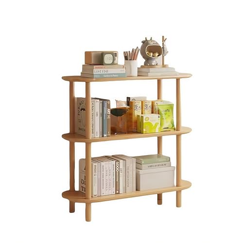 サイドテーブル スリム ナイトテーブル 天然木 ベッドサイドテーブル おしゃれ ミニテーブル ベッド横 サイドラック 三段 収納ラック 木目調 収納棚付き テーブル 小さい 小型 雑誌テーブル ソファサイド カフェテーブル (天然の無垢材60×30CM)