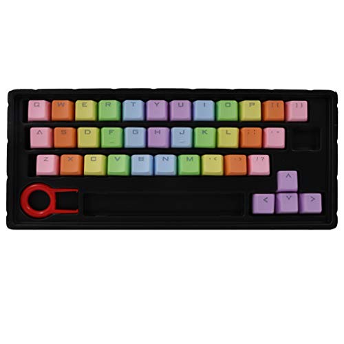 Teclas PBT de 37 Teclas Teclas de retroiluminación de Doble Disparo Teclas de retroiluminación para Teclado de Interruptor mecánico con Tirador de Llave Color Degradado de Arco Iris