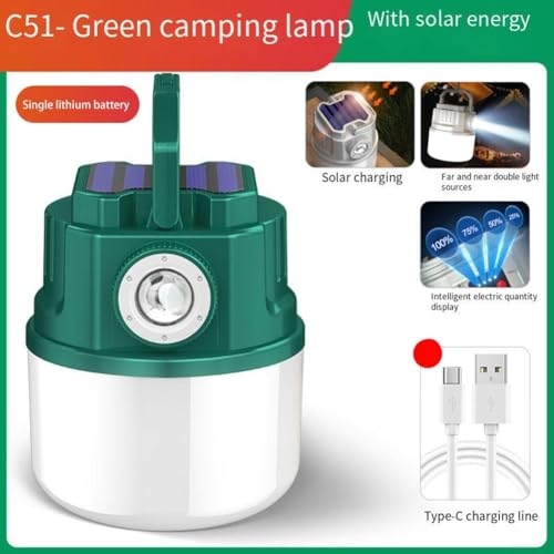 Linterna solar de camping verde con óptica de zoom de alta precisión 5