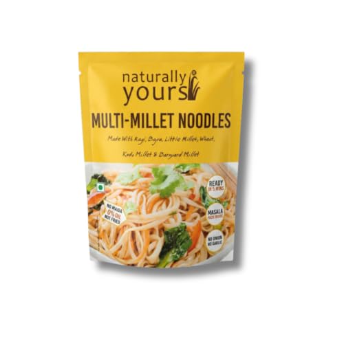 Image of Naturally Yours Multi Millet Hakka Noodles | 6 Supergrains - Ragi, Bajra, Little, Kodo & Barnyard Millet with Whole Wheat | No Maida, Non-Fried, Vegan, Jain Friendly | Tastemaker Inside | 180g Pack