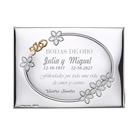 Placa Conmemorativa 50 Aniversario Bodas de Oro. Personalizado. Placa Homenaje 50 Aniversario. Placa grabada. 13x18cm