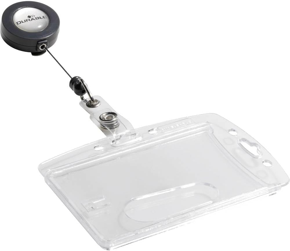 Durable Namensschild Hartbox mit Jojo Ausweiskartenhalter, 10 Stück, transparent, 801219