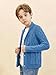 Boy's Sweater Cardigan Button Down Shawl Collar Cable Knitted Outwear Long Sleeve Sweater Coats with Pockets Blue