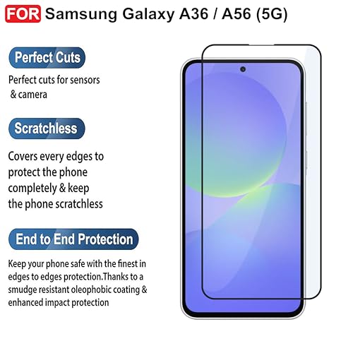 Image of CEDO Tempered Glass for Samsung Galaxy A36 / A37 / A56 (5G) | Screen Protector Full HD Quality Tempered Glass Anti-Scratch Edge to Edge Coverage with Easy Installation Kit (Black)