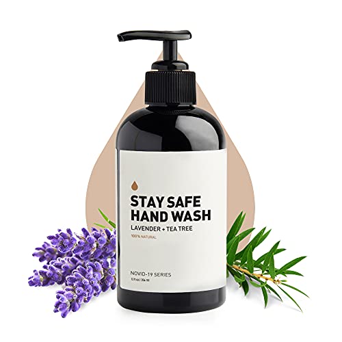 Stay Safe Hand Wash, Hand Soap with Lavender Oil and Tea Tree Oil for Skin, Essential Oil Hand Soap Dispenser, 12 fl oz