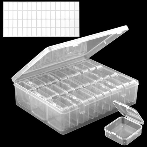 Image of Clear Plastic Bead Organizer, Bead Storage Containers with Label, 30pcs Small Storage Container Jewelry Making, Craft Supply Case with Lid, Craft Storage Box Bead Cases