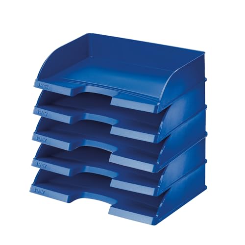 Bandeja para documentos Leitz Plus horizontal azul pack de 5 unidades para organizar folios