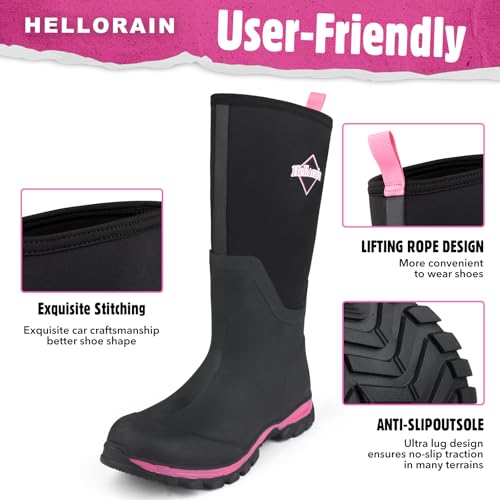 Hellorain Neoprene Rubber Waterproof Outdoor Rainboots Professional Non-slip Lightweight Breathable Women's Rain Shoes Suitable for Farms, Fish Ponds, Gardens2