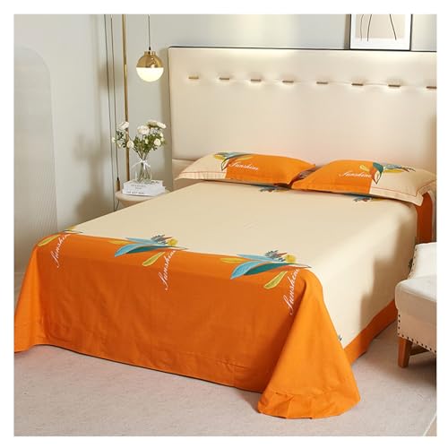 Housse de couette parure de lit en coton motif jardin botanique orange