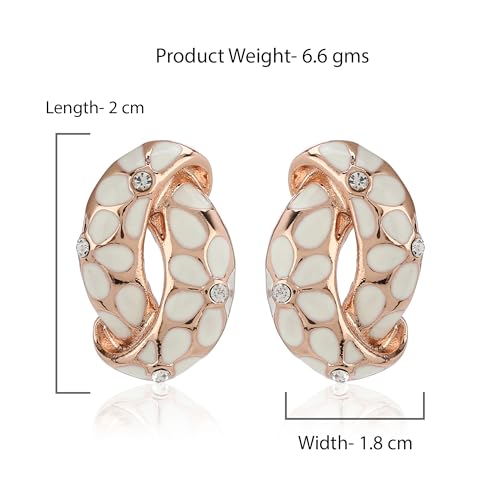 Estele 24 Kt Gold Plated Earrings With Green Coloured Flower Print For Women