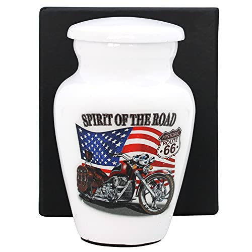 White Keepsake Urn - Small Cremation Urn for Ashes with Premium Box & Bag - Honor Your Loved One with Mini White Urn Bike - Perfect Motorcycle Memorial Urn for Human Ashes Adult Male & Female