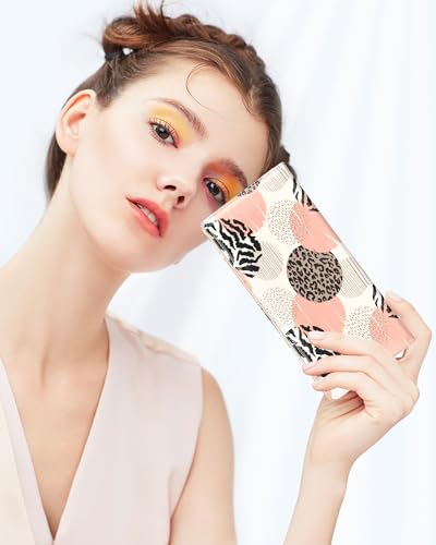 Image of Nipichsha Womens Wallet, RFID Slim Wallets for Women, Thin Ladies Credit Card Holder Purse, Cute Leather Bifold Clutch Billfold with 11 Card Slots & ID Window, Boho Leopard Print