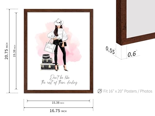 Image of Poster Master Don't Be Like The Rest of Them Darling Poster - Fashion Print - Positive Quote Art - Trendy Art - Gift for Women & Fashionista - Decor for Bedroom or Girls Room, 16x20 Brown Framed