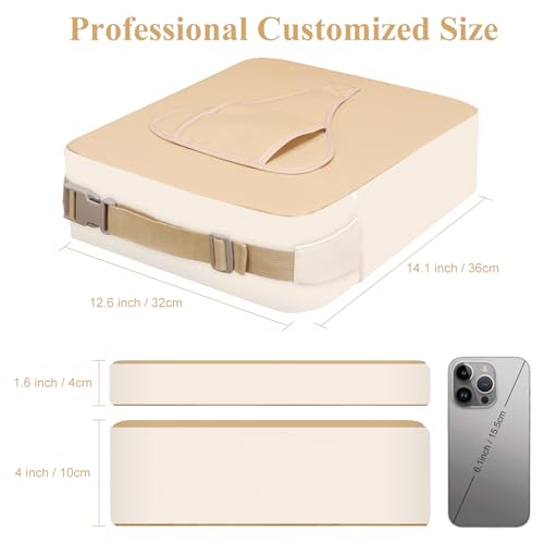 Image of Toddler Booster Seat for Dining Table, Non-Slip Kitchen Chair Booster Seat with Backrest and Adjustable Straps, Portable PU Waterproof Travel Baby Booster Increasing Cushion
