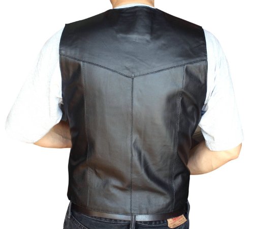 Dona Michi Men's Motorcycle Vest Genuine soft Leather Black Handmade2