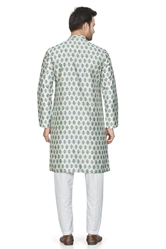Image of BE ACTIVE Cotton Jacquard Blend Kurta for Men | Traditional and Elegant Design| Indian Kurta| | Full Sleeve Kurta| Classic Ethnic Elegance Green