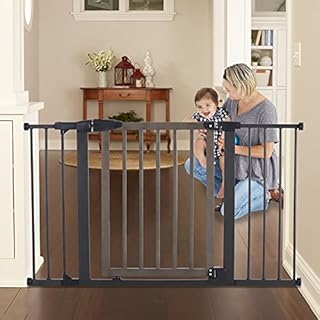Toddleroo by North States 52" Wide Driftwood Extra Wide Auto Close Gate: Self-Closing gate with Hold-Open Feature. Pressure Mount. Fits Openings 29.75” to 52” Wide (30" Tall, Graphite and Wood) (B096WLPH8H)