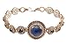 Authentic Style Turkish Handmade Jewelry Round Shape Sapphire and Round Cut White Topaz 925 Sterling Silver Tennis Bracelet