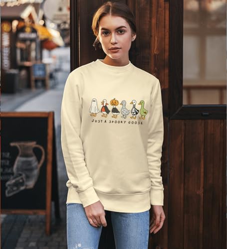 Just A Spooky Goose Sweatshirt Funny Halloween Silly Goose Long Sleeve Shirt3