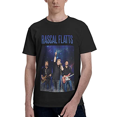 Mens American Country Music Group Rascal and Flatts Band T Shirt, Crew Neck Short-Sleeve Shirt for Teen Mens, Lightweight Shirts, Cotton Tees Top, Big-Tall Custom Tees Clothes Medium Black