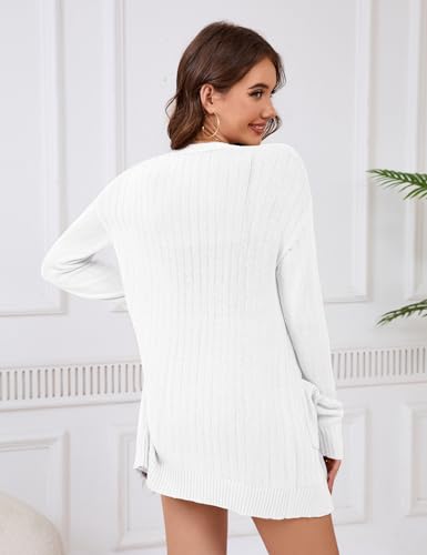 Image of Womens Open Front Lightweight Cardigans Oversized Two Pockets Long Sleeve Knit Sweaters
