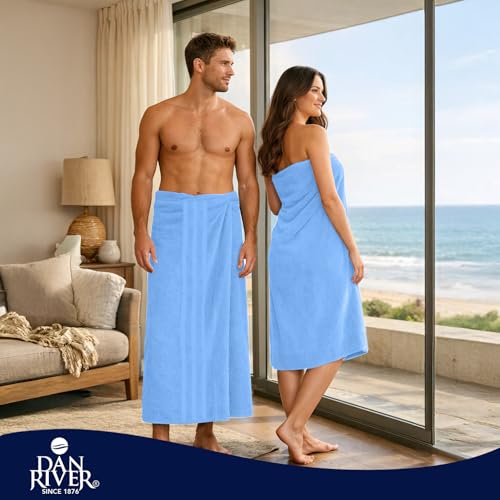 Image of DAN River 2 Pack Bath Sheets Extra Large 35x70, Large Bath Towels for Adults, XL Oversized Heavy Duty Towel Set, 600 GSM 100% Ring Spun Cotton, Soft Quick Dry, Medium Blue