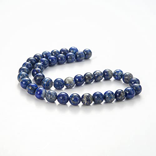 Image of 100Pcs Natural Stone Beads 8mm Lapis Lazuli Round Gemstone Loose Beads with Elastic Bracelet String for Bracelets Necklace Jewelry Making