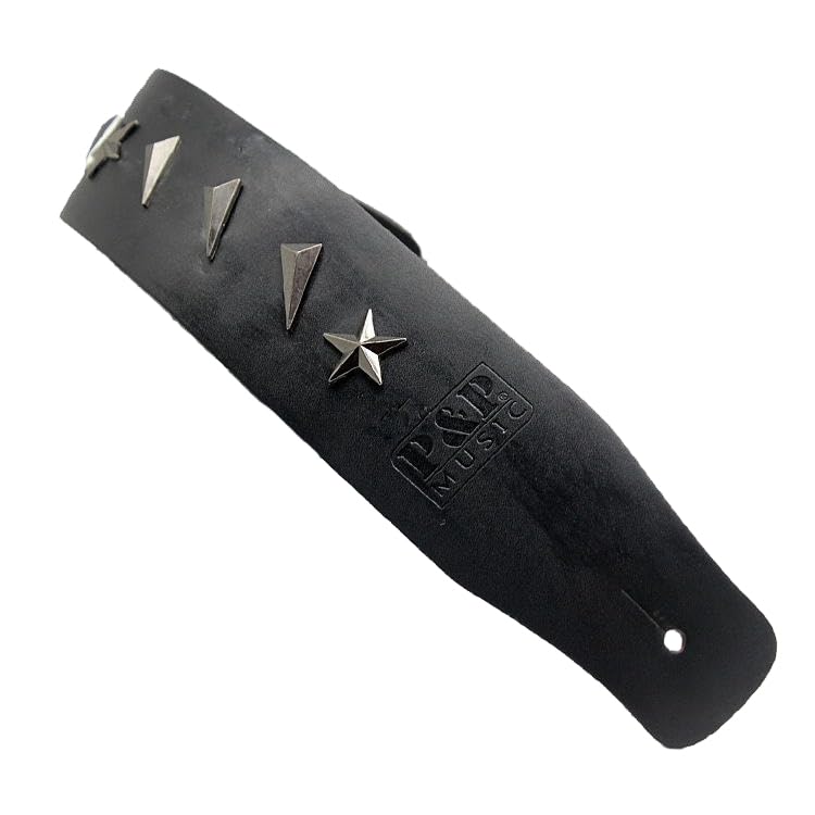 Correa de guitarra de cuero genuino negro de 60 mm de ancho Correa de hombro acústica y extremos de cuero para guitarras eléctricas Longitud de guitarra baja ajustable 90-150 cm
