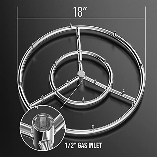 Skyflame 18 Inch Round Stainless Steel Fire Pit Jet Burner Ring - High Flame #TOP1
