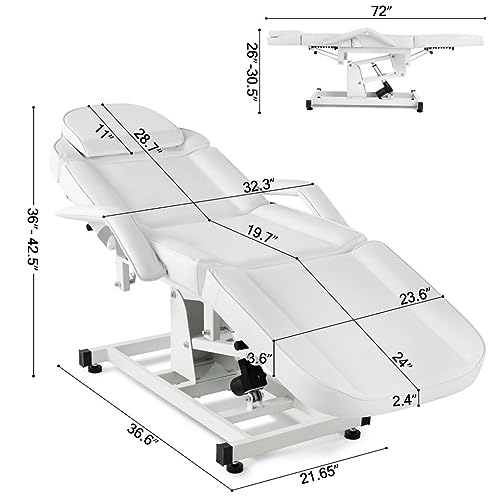 Artist Hand Massage Table Electric Height Adjustable Massage Bed Massage Bed Facial Bed Lash Bed For Eyelash Extensions Salon Chair (White) #TOP5