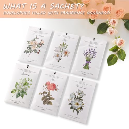 MYARO 12 Packs Scented Sachets for Drawer and Closet, Long-Lasting Sachets Bags Home Fragrance 6 Scents Option- Lavender, Rose, Jasmine, Ocean, Gardenia, Lily - Image 6