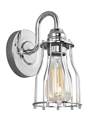 Feiss VS24001CH Calgary Industrial Vintage Wall Sconce Lighting, Chrome, 1-Light (5W x 9H) 60watts