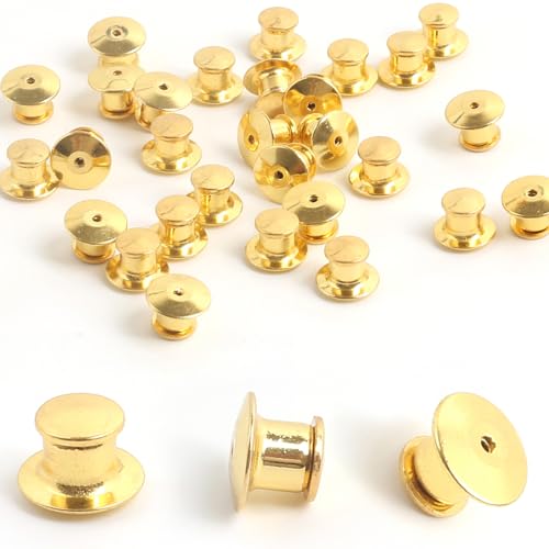 Gold Lapel Pin Backs Metal Pin Keepers Butterfly Clutch Fasteners for Brooches Badges and Pins