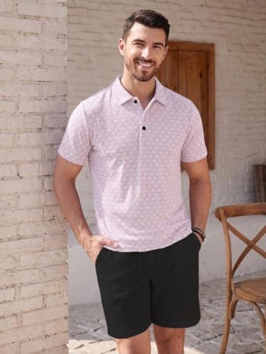 Image of TAGDO Men's Cotton Premium Casual Jacquard Fabric Polo T Shirt for Man | Collar | Half Sleeve | Comfortable Fit with Modern Style | Trendy Look (2067)