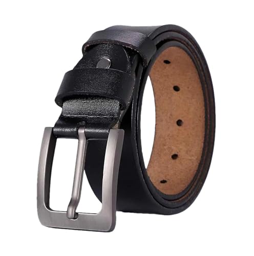 Mnjyihy Men's Casual Leather Belt Retro Cowskin Leather Needle Buckle Belt For Jeans Pants Business Dress