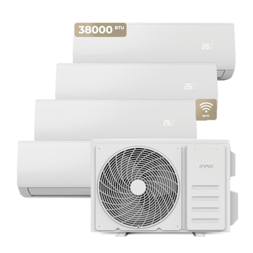 EVVO Aire Acondicionado Split CLIMA Multi 4x1, Conectividad WiFi, Eficiencia A++, Sistema inverter, Bomba de Calor, Deshumidificador, Control Remoto, Blanco, 9000 + 9000 + 9000 + 12000 BTU