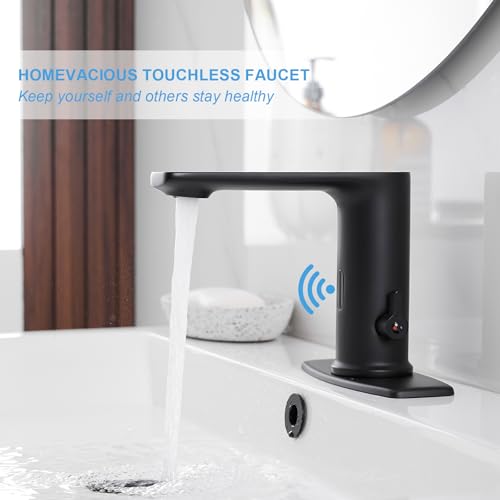 Homevacious HM-718110H-B Black Touchless Sensor Faucets Automatic Sensor Smart Bathroom Wash Basin Sink Faucet thumb #1