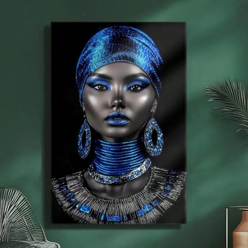 Impressions d'art de femme bleue affiche afro célébration art noir