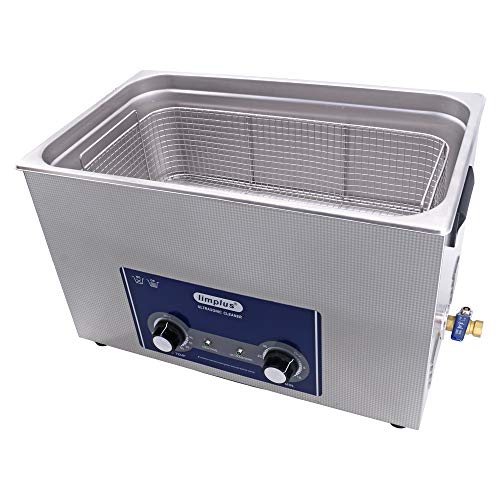 limplus LS-30 30liter 600W Commercial Ultrasonic Cleaner with Basket and Lid Injection Nozzles Denture Dental Surgical Instruments Fuel Injector Oil Remove 40kHZ Timer Heater