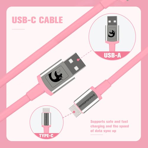 MAMBASNAKE C01 Opgerolde Toetsenbord Kabel, Pro Custom USB-C Aviator Cable voor Mechanisch Toetsenbord, Type-C to USB-A, TPU Coiled Cable met Metalen Luchtvaart Connector voor Gaming Keyboard-Roze - Afbeelding 6