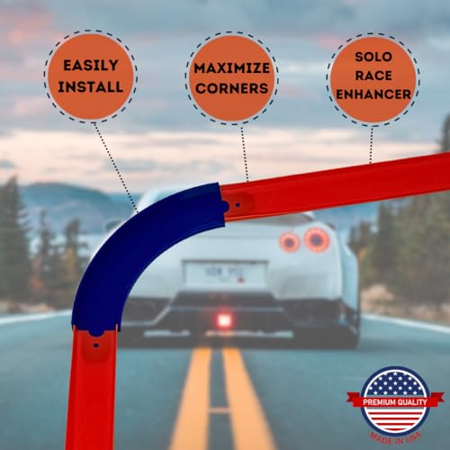 Image of 90 Degree Curved Tracks Compatible with Hot Wheels Racetracks | Create Epic Race Tracks | 90 Degree Turns Multipacks | Made in USA (90 Degree, 5-Pack)