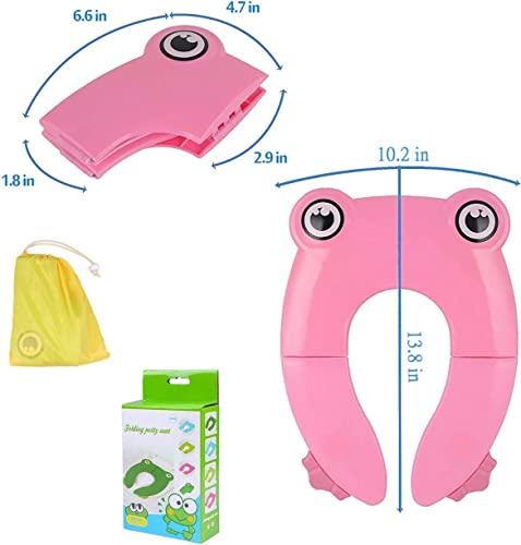 Image of Zollyss Toilet Potty Training Seat Cover, Travel Toilet Seat, Folding Non Slip Silicone Pads, Travel Portable Reusable Kids Toddlers Boys Girls, Carry Bag