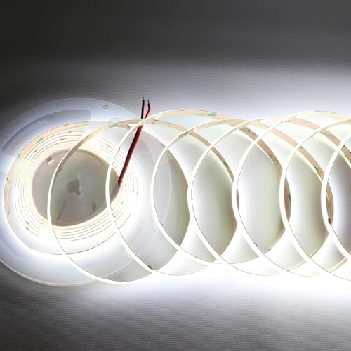 Image of LEDENET COB White LED Strip Light DC24V 5M /16.4Ft COB White LED Lights 6000K 528LEDs /M 8mm High Density CRI 90+ Dimmable LED Tape Light IP20 Cut Anywhere for Bedroom(No Adapter and Controller)